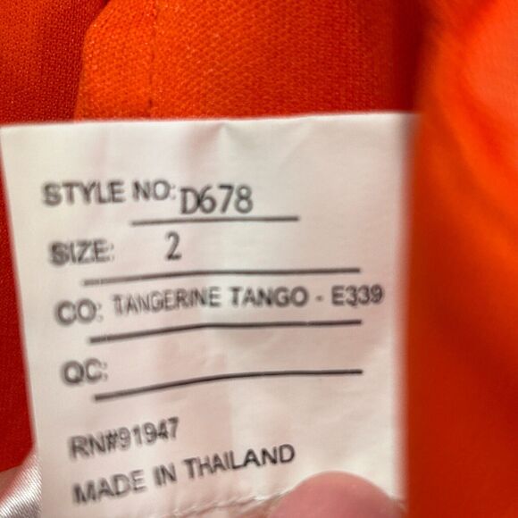 Alfred Sung Full Length Chiffon V-Neck Dress Tangerine Tango D678 Women's 2 NWT - Picture 8 of 10